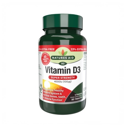 Natures Aid Vitamin D3 4000iu 80 Tabs (60+20 Free)